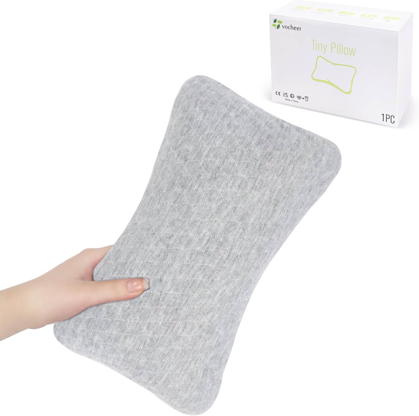 61tWAktCY9L._AC_SL1500_.jpg vocheer Small Pillows for Sleeping, 11"x 7" Mini Travel Pillow, Tiny Pillows for Neck, Wrist, Lumbar and Knee, Pets Pillow, Cotton, Machine Washable,Light Grey-1PC - Image 1