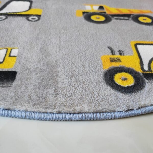 Poowe Round Construction Trucks Kids Area Rug Soft Fluffy Kids Construction Rugs for Playroom Nonslip Digger Nursery Rug for Boys Room,4FT - Image 6