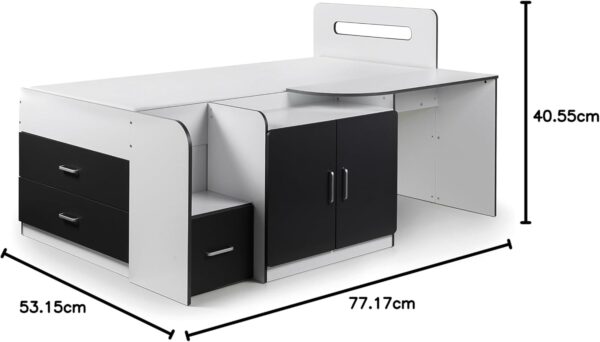 Julian Bowen Cookie Cabin Bed , White/Charcoal, Single - Image 7