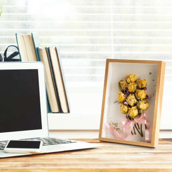 marysgift Shadow Box Frame 15x20 cm Deep Picture Frames 3 cm Inner Depth Wooden Shadow Box for Baby Wedding Favours Photos Flowers Tickets (Wooden,8") - Image 5