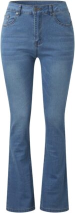 HMifjUM Womens Slim Fitting High Waisted Jeans Womens Flared Jeans Classic Slimming Fit High Bottoms Pull On Stretchy Jeans for Women UK Wearable All Year Round - Image 3