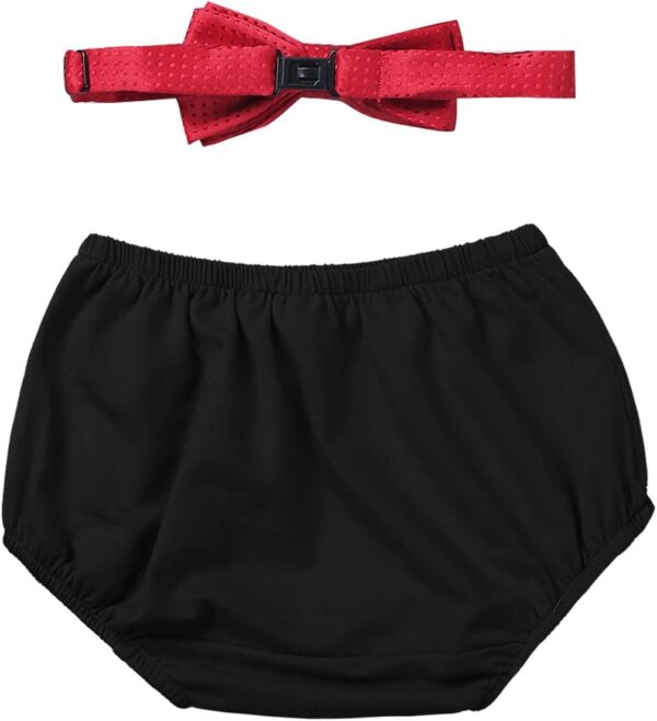 iEFiEL Infant Baby Boy Bloomer Shorts with Bowtie Diaper Cover 1st Birthday Party Gentleman Outfits Cake Smash Clothes - Image 2