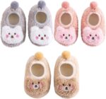 FedMois 3 Pairs Baby Boys Girls Non-Skid Indoor Fuzzy Slipper Shoes Socks Winter Warm