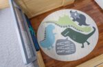 HB.YE Dinosaur Kids Round Play Rugs for Childrens Bedroom, Toddler Decorative Nursery Rug Mat with Non-slip Grip 120x120cm - Image 3