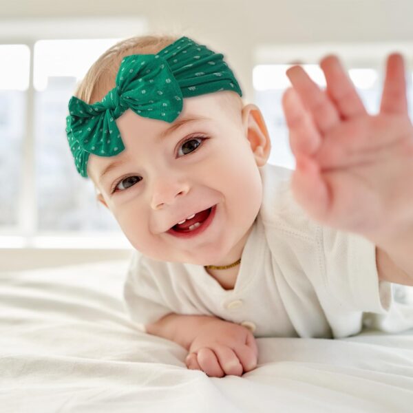 2Pcs Baby Headband Baby Turban Headband Baby Girl Headbands Baby Girl Bows Headband Newborn Headbands Baby Hair Bands for Newborn Baby, Toddlers(green/red) - Image 4
