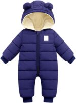 Infant Toddler Snowsuit Cute Baby Bear Suit Newborn Winter Coat Warm Hooded Jumpsuit for Boys Girls Jumpsuit Newborn Infant Winter Warm Hooded Thick Down Jumpsuit Romper Jacket Overcoat