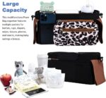 Tyuodna Baby Pram Bag Stroller,Universal Stroller Bag with 2 Insulated Cup Holder,Large Capacity Baby Bag Organiser,Buggy Organiser Bag with Shoulder Strap&Non-Slip Secure Hooks (Leopard Print) - Image 2