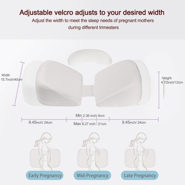 GOENDR Pregnancy Pillows for Sleeping, Upgraded Memory Foam Maternity Pillow for Pregnant Women, Pregnancy Wedge Pillow with Removable, Washable Cover, Support for Belly, Back, HIPS (White) - Image 6