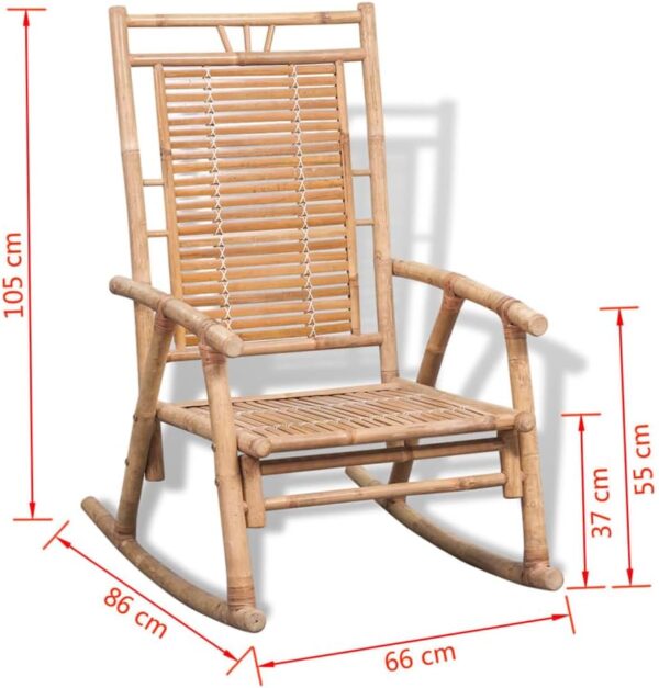 vidaXL Bamboo Rocking Chair - Weather Resistant, Easy Cleaning, Natural Material, Suitable for Indoor and Outdoor use - Image 3