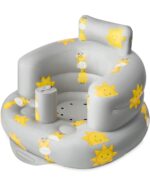 SplashEZ Inflatable Baby Seat - Sit-Up Chair for Baby 3 Months to 3 Years, Inflatable Sit Me Up Chair for Infant Sitting Support, Blow-Up Baby Seat with Air Pump for Home, Floor, and Travel, Giraffes