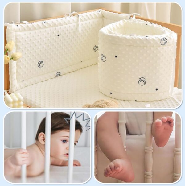 ENAZKLADB Cot Bumper Breathable Crib Bumper Baby Cot Liners Cot Bumpers For Cot Bed Padded Cot Bumper Cotbed Bumper For One Side Baby Cot Bumpers Crib Rail Cover Baby Crib Bumper - Image 8