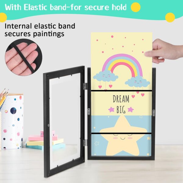 Kids Art Frame Picture Frame - A3 Kids Artwork Display Frame Front Opening 34X46 cm, Black Family Photo Frame for Wall, for Bedroom, Living Room Decor - Image 7