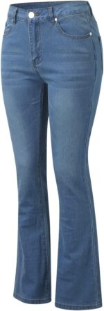 HMifjUM Womens Slim Fitting High Waisted Jeans Womens Flared Jeans Classic Slimming Fit High Bottoms Pull On Stretchy Jeans for Women UK Wearable All Year Round - Image 4