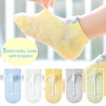 Silkglory 5 Pairs of Baby Non Slip Socks With Grippers,Baby Boys and Girls Anti Slip Socks,Socks for Toddlers,Cute Cotton Baby Socks With Little Animal Pattern - Image 3
