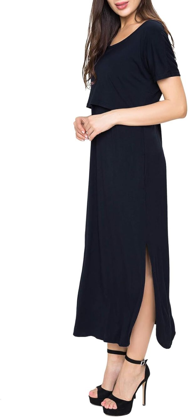 Smallshow Women's Maternity Nursing Dress Split Long Breastfeeding Clothes - Image 4