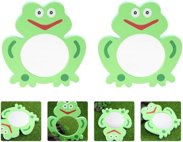 Kids Toys Toys Cartoon Bath Mirror Toy, EVA Bathing Plaything Frog- shape Bath Toy Lovely Bath Toy Mirror Children Frog Shower Playthings 2Pcs Travel Toddler Toys Baby Bath Tub - Image 7