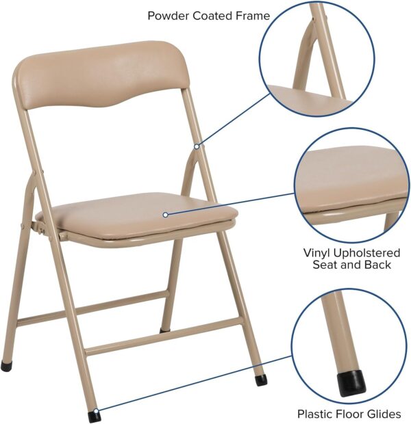 Flash Furniture Mindy Kids 5-Piece Folding Square Table and Chairs Set for Daycare and Classrooms, Children's Activity Table and Chairs Set, Tan - Image 5