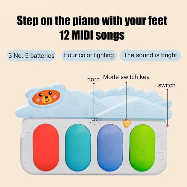 Jubepk Kids Gym Mat, Musical Activity Center with Lights, 74x56x43cm Developmental Mat with Detachable Toys, Ideal for Boys and Girls to Enhance Motor Skills - Image 5