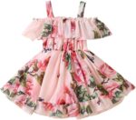 PythJooh Baby Girl Summer Off-Shoulder Flower Dress Toddler Girl Chiffon Floral Princess Dresses for 6Months to 5Years