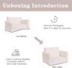 Tiita Kids Sofa, 2-in-1 Toddler Chair, Convertible Children Couch to Lounger, Flip Out Kid Sofas Chair, Toddler Armrest Chairs Bed, Folding Kids Play Sofa for Girl or Boy (Beige) - Image 8