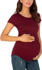 Love2Mi Maternity Top Short Sleeve Pregnancy T-Shirt Summer Tunic - Image 2