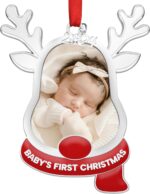 Babys First Christmas Ornament 2024 Girl - Baby First Christmas Ornament 2024 - Baby First Christmas Picture Frame Ornament, Personalized Baby Ornaments for Christmas Tree, Newborn Girl Boy Gift