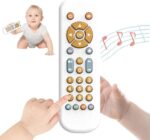 Bambebe Baby TV Remote Control Toy with Music Sound and Soft Light, Toddler Realistic Play TV Remote Toys Early Educational Learning Toy with 3 Language, Musical Baby Sounds Toys 6 12 18 Months