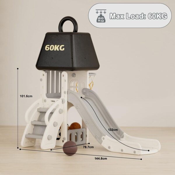 KORIMEFA 4-in-1 Kids Slide Toddler Climber Slide Set with Basketball Hoop, Storage Box and Telescope, Indoor Outdoor Freestanding Slider Garden Slide Playground for Toddlers Ages 18-36 Months - Image 3