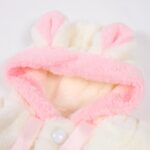 LAEMILIA Baby Girl Faux Fur Coat Cloak Hooded Fluffy Bunny Ears Warm Snowsuit Outerwear with Pompom - Image 3