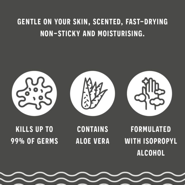 Palm Safe Coconut 60ml Anti Bacterial Premium Hand Sanitiser Travel Size Refillable Clip Bottle Quick Drying Non Sticky Extra Moisturising Kills 99.9% of Viruses and Bacteria - Image 6