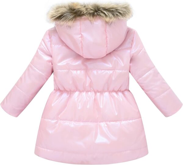 Kids Winter Hooded Jacket, Baby Girls Boys Padded Fleece Snowsuit Outerwear Warm Windproof Faux Fur Hoodie Coat with Pockets 2 3 4 5 6 7 8 9 10 Years - Image 2