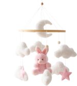Baby Crib Mobile, Bunny Nursery Mobile, Cartoon Bassinet Mobile, Babies Room Decor, Baby Bassinet Mobile, Nursery Hanging Toys, Hanging Bunny Toys for Home, Kids Room, Bedroom