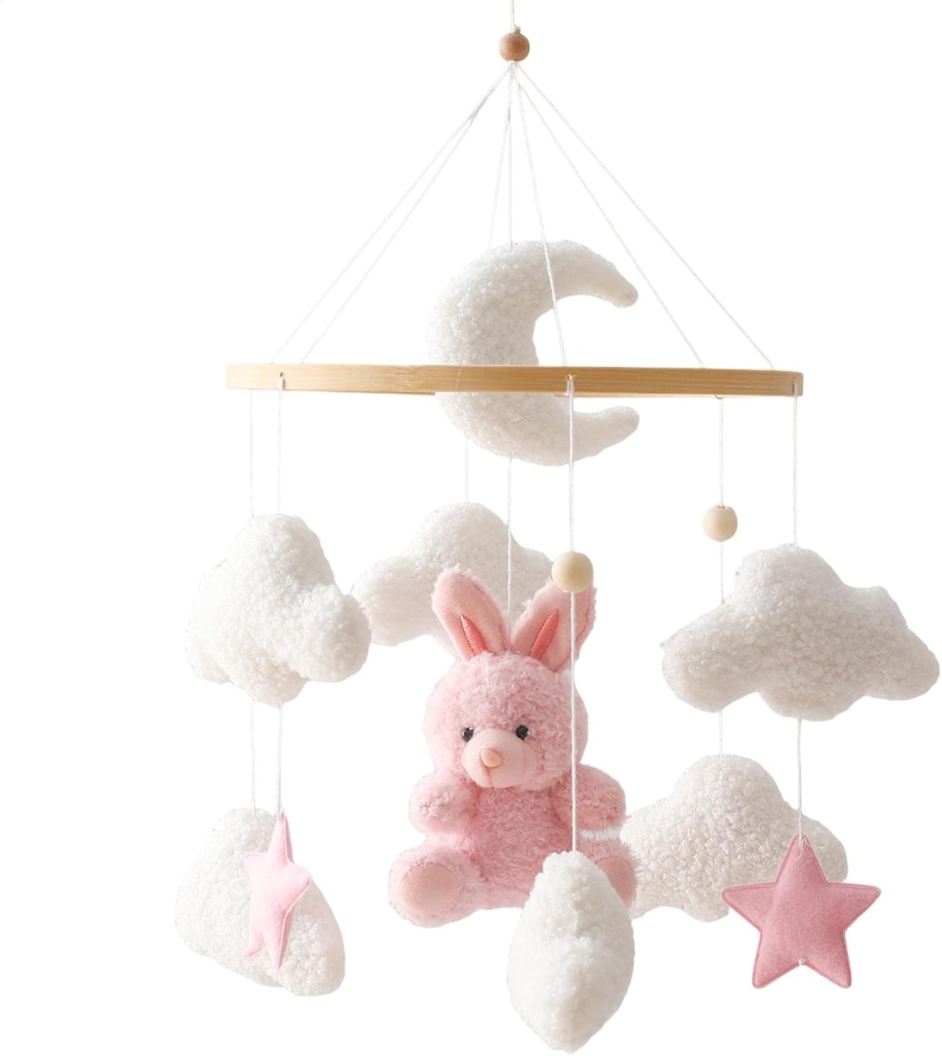 61z85Ggk3vL._AC_SL1500_.jpg Baby Crib Mobile, Bunny Nursery Mobile, Cartoon Bassinet Mobile, Babies Room Decor, Baby Bassinet Mobile, Nursery Hanging Toys, Hanging Bunny Toys for Home, Kids Room, Bedroom - Image 1