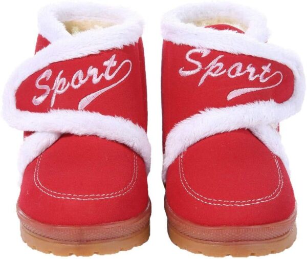 Forever Young Kids Girls Boys Shoes Winter Boots Faux Fur Red Ankle Boots with Velcro Fastening Infant Sizes - Image 2