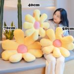 Flower Floor Pillow Seating Cushion Daisy Flower Throw Pillow Cute Room Decor for Girls Flower Plush for Reading and Lounging Comfy Pillow (80cm/31.49inch, Yellow) - Image 3