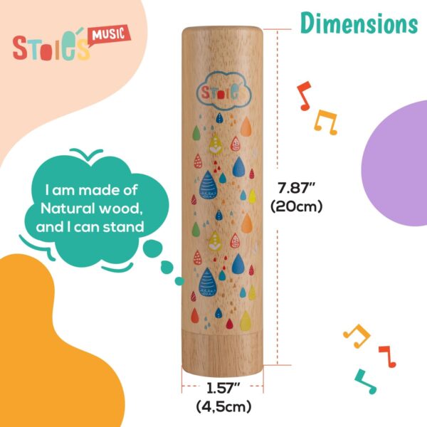 Stoie's Wooden Rain Stick instrument - Support Music Exploration, Coordination and Rhythm Rain stick Baby Toy - Soothing Sound for Sensory Play -Rainstick instrument for kids, 2 pcs pack - Image 2