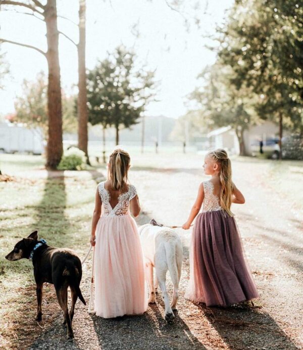 Beganly Toddler Girls Elegant Lace Straight Maxi Tulle Party Dresses V Back Flower Girl Dress - Image 5