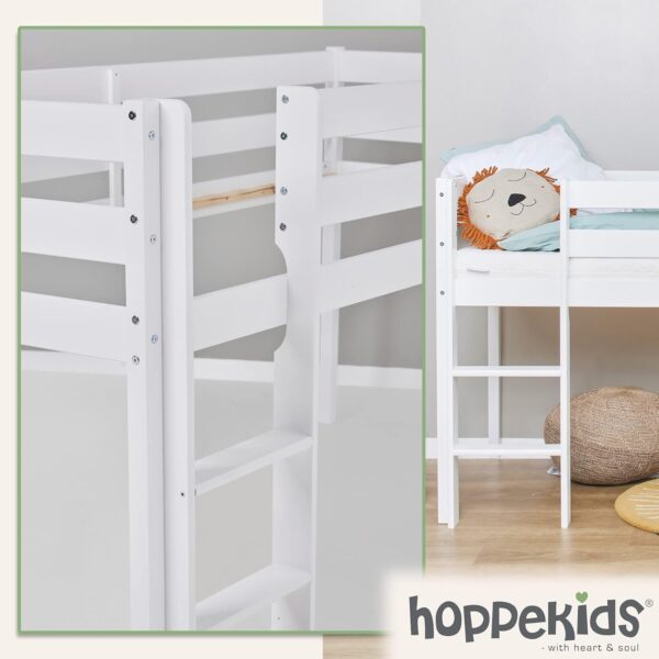 Hoppekids ECO Comfort Mid Sleeper 90 x 200 cm with Slatted Frame White The Nordic Ecolabel TÜV Certified FSC Certified Solid Pine Wood - Image 4