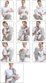 Treer Baby Carrier with Hip Seat for Newborn to Toddler, Adjustable Size for Men and Women, Suit Front and Back, Ergonomic Design 360° Safety Protect, Lightweight Breathable (Gray) - Image 5
