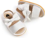 LUCKME Baby Girls Leather Sandals with Bowknot Open Toe Flat Sandals Summer Beach Sandals Velcro First Walkers Shoes for Infant Toddler Girls 3-18 Months - Image 5