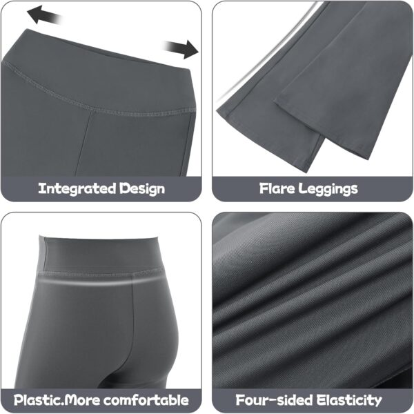 KAKU NANU Girls Flared Legging 2 Pcs,5-12 Years High Waisted Black Grey School Trousers Yoga Pants Sports Dance Joggers Leggings - Image 5