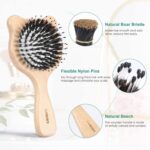 LORSEX Hair Brush Baby Bear Brush for Kids, Mini Travel Hair Brushes with Boar & Nylon Bristle for for Women Men Detangling, Defrizz, Distribute Oil (Original Beech) - Image 2