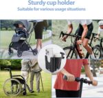 Filltown Stroller Cup Holder with Cell Phone Holder, 360° Adjustable Universal Drink Coffee Baby Bottle Cup Holder for Stroller, Baby Stroller, Pram, Bike, Wheelchair, Walker (Black) - Image 7