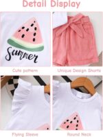 GiHaood Baby Girl Clothes Toddler Summer Outfit Ruffle Sleeve Printed Tops Linen Shorts With Belt And Pocket 2PCS Sets - Image 5