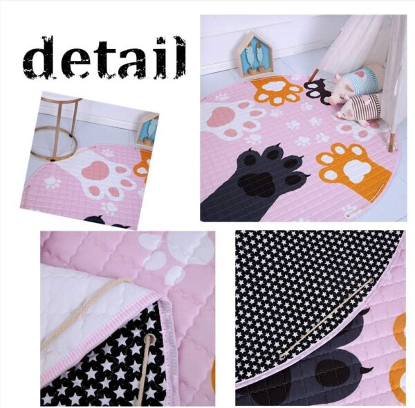 Crawling Mat for Baby Play Round Storage Bag, DOTBUY Non-Slip Cotton Nursery Outing Sleeping Play Rugs Kid Child Folding Toy Floor Mat for Boy Girl (150cm,zoo) - Image 3