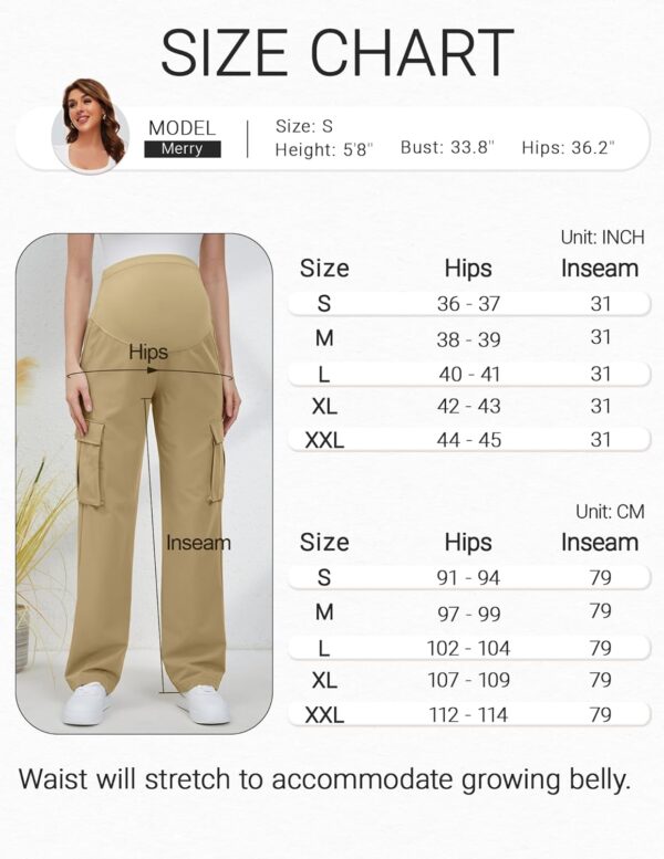 GLAMIX Women's Maternity Cargo Pants with Four Pockets Over The Belly Scrub Pants Pregnancy Clothes - Image 6