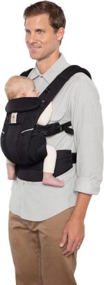 Ergobaby Omni Breeze Carrier for Newborns, from Birth to 20.4 kg, 4 Positions, SoftFlex Mesh, Ergonomic Baby Front-Inward and Back Carry Position, Onyx Black