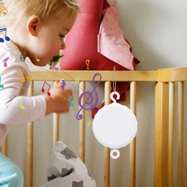 Crib Mobile Motor - 3 Modes Kid Music Box Spinner - 24 Piano Lullabies Crib Music Mobile Crib Attachment, Volume Control Mobile Rotary Music Box Spinner for Kids - Image 3