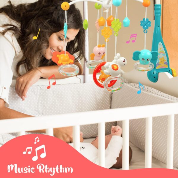 WYSWYG Cot Mobile for Babies Musical with Lights, Baby Mobile for Cot with 360°Rotating Rattles and Music Box, Musical Mobile for Baby Cot Gift for 0 3 6 12 Months,Blue - Image 3