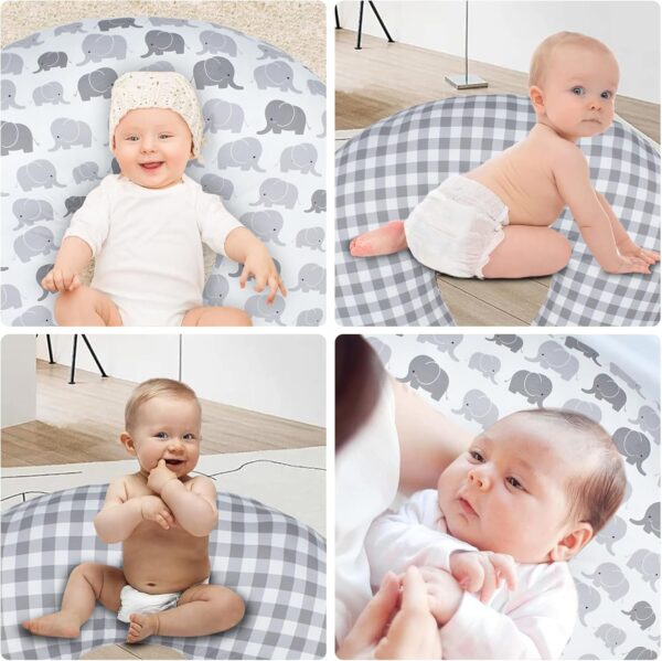 Winmany Baby Nursing Pillow Cover Infant Removable Breastfeeding Pillow Cover Cute Pattern Newborn Nursing Pillowcase Slipcovers Cushion Cover for Girls Boys 22.5 x 18 (Gray Elephant) - Image 5